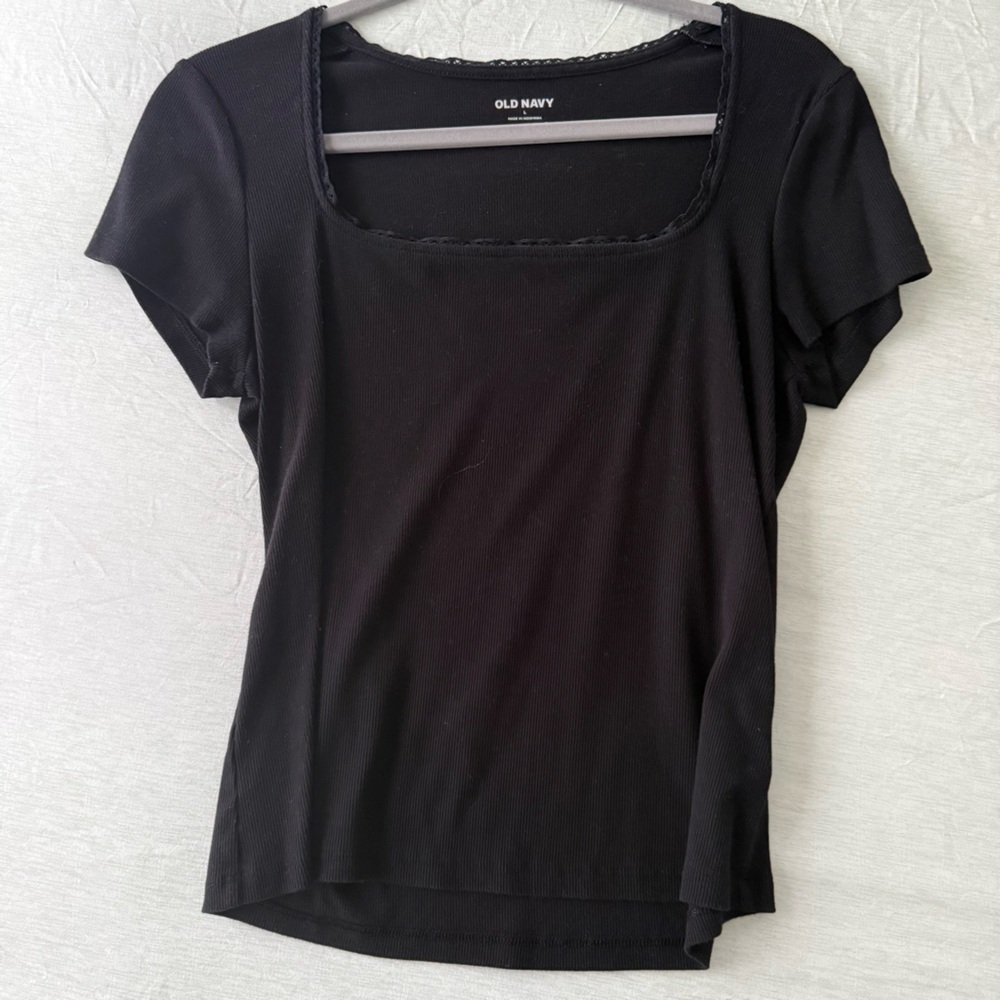 Old Navy Black Lace Trim Top